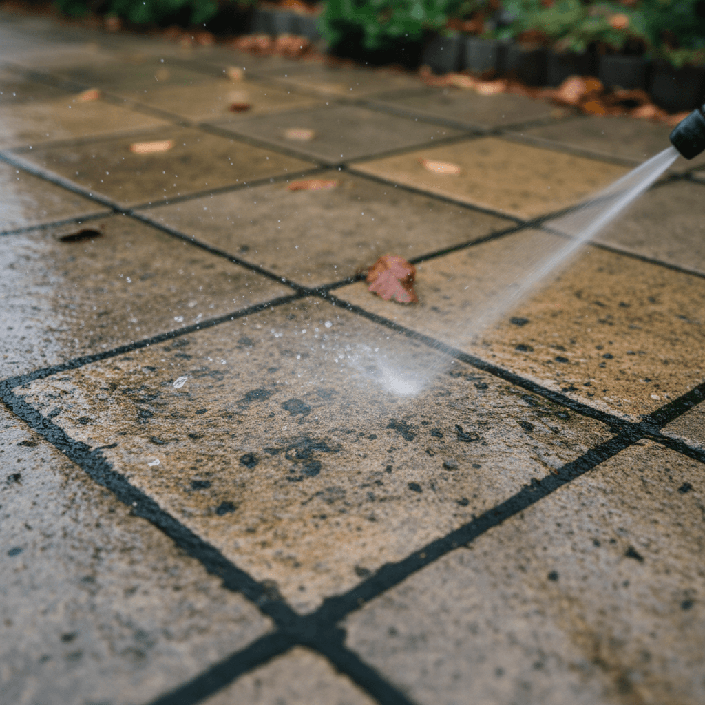Cleaning a paved patio